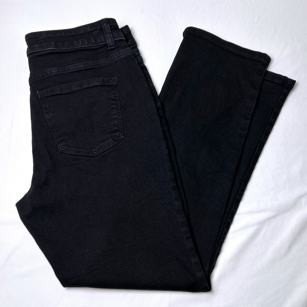 Talbots Women Curvy High Waist Straight Leg Jeans Size 10P Black Classic Stretch